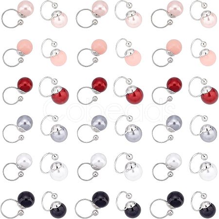 36Pcs 6 Colors Acrylic Pearl Beaded Cuff Earrings EJEW-UN0002-15-1