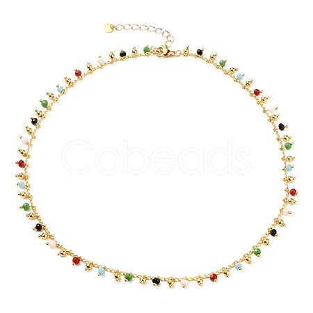 Brass Handmade Glass Beaded   Necklaces NJEW-JN03135-02-1