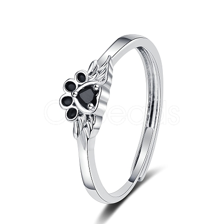 Brass Micro Pave Cubic Zirconia Adjustbale Finger Rings for Women PW-WG17DE1-01-1