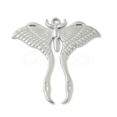 304 Stainless Steel Moth Pendants STAS-S186-08B-P-1