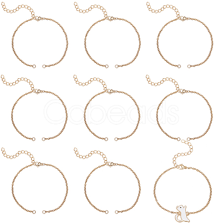 10Pcs 304 Stainless Steel Cable Chain Bracelet Making AJEW-BBC0002-11-1
