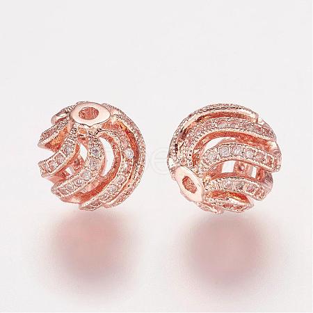 Brass Micro Pave Cubic Zirconia Beads ZIRC-K063-04RG-1