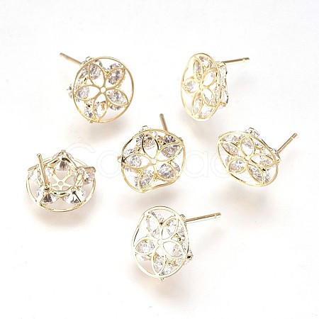 Brass Stud Earrings EJEW-P155-02G-NF-1