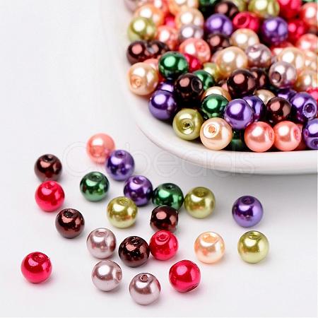 Fall Mix Pearlized Glass Pearl Beads HY-X006-6mm-06-1