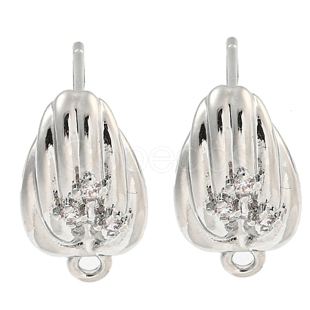 Brass Micro Pave Cubic Zirconia Stud Earring Findings KK-U015-07P-1
