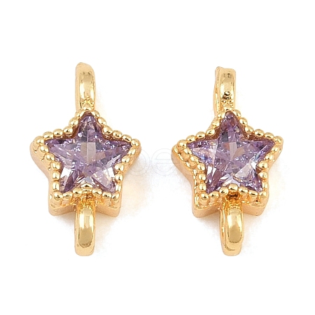 Brass Pave Lilac Cubic Zirconia Connector Charms KK-CBA2DE6-04G-13-1