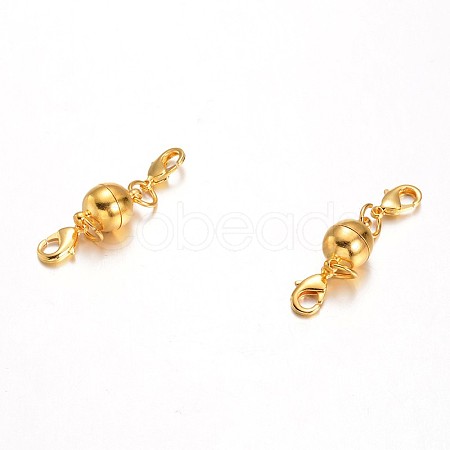 Eco-Friendly Round Brass Magnetic Clasps Converter KK-I603-03G-14x8-1