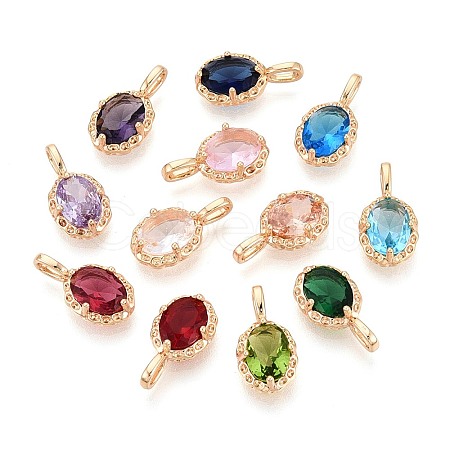 Brass with Cubic Zirconia Pendants KK-T073-34G-1