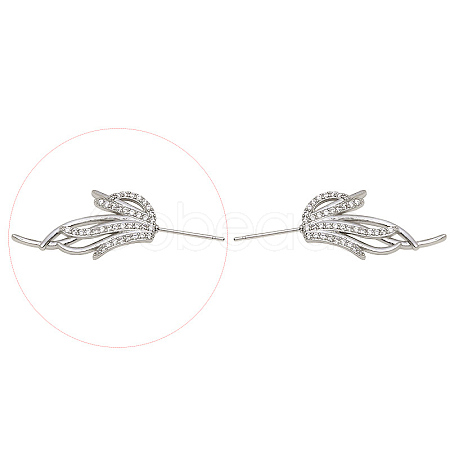 Brass Micro Pave Clear Cubic Zirconia Fishtail Head Pins BAPE-PW0002-10B-P-1
