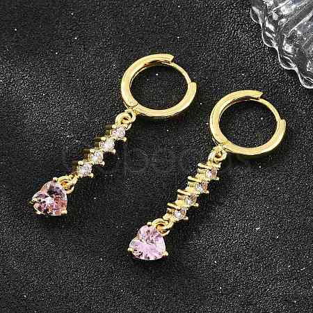 Brass Micro Pave Cubic Zirconia Hoop Dangle Earrings KK-CBA8324-07G-01-1