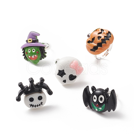 Halloween Theme Resin Adjustable Ring RJEW-JR00554-1