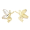 Light Gold Alloy Pendants, with Glass, Cadmium Free & Lead Free, Angel Charms, Clear, 27.5x23.5x6mm, Hole: 2mm