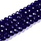 Glass Beads Strands, Faceted, Rondelle, Blue, 6x5mm, Hole: 1mm, about 84~85pcs/strand, 16.34~16.54 inch(41.5~42cm)