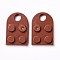 Resin Pendants, Building Blocks Charms, Half Oval, Saddle Brown, 23.5x15.5x5mm, Hole: 5mm