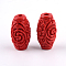 Carved Cinnabar Beads, Barrel, FireBrick, 16~17.5x9.5x9.5mm, Hole: 2.5mm