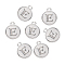 Alloy Pendant Cabochon Settings, For Enamel, Cadmium Free & Lead Free, Flat Round with Letter, Platinum, Letter.E, 14x12x2mm, Hole: 1.5mm