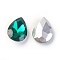 Glass Pointed Back Rhinestone, Back Plated, Faceted, Teardrop, Sea Green, 14x10x5mm