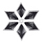 Alloy Big Pendants, with Polyester Thread, Rhombus, Platinum, Black, 55.5x30x2mm, Hole: 2mm