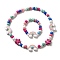 Maple Wood & Acrylic Jewelry Set, Beaded Necklace & Stretch Bracelet for Kids, Rainbow, Bracelet: Inner Diameter: 1-5/8 inch(4cm), Necklace: 16 inch(40.6cm)