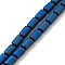 Electroplated Synthetic Non-magnetic Hematite Beads Strands, Frosted, Column, Blue Plated, 3.7~3.8x5.8~5.9mm, Hole: 0.8mm, about 65pcs/strand, 15.75''(40cm)