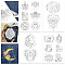 4 Sheets 11.6x8.2 Inch Stick and Stitch Embroidery Patterns, Non-woven Fabrics Water Soluble Embroidery Stabilizers, Moon, 297x210mmm