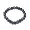 Synthetic Regalite Bead Stretch Bracelets, Round, Dyed, Black, Inner Diameter: 2 inch~2-1/8 inch(5.2~5.5cm), Bead: 10mm