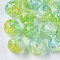 Transparent Crackle Acrylic Beads, Round, Yellow Green, 10mm, Hole: 2mm, about 943pc/500g