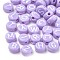 Opaque Acrylic Beads, Horizontal Hole, Mixed Letters, Flat Round with Letter, Random Letters, Lilac, 7x4mm, Hole: 1.5mm