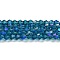 Transparent Electroplate Glass Beads Strands, AB Color Plated, Faceted, Bicone, Steel Blue, 4x4mm, Hole: 0.8mm, about 82~85pcs/strand, 30.5~31cm