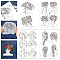 4 Sheets 11.6x8.2 Inch Stick and Stitch Embroidery Patterns, Non-woven Fabrics Water Soluble Embroidery Stabilizers, Human, 297x210mmm