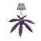 Antique Silver Plated Alloy Big Pendants, with Enamel, Leaf, Purple, 82mm, Hole: 14x7mm, Leaf: 56x66x2mm