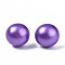 Pearlized Half Round Schima Wood Earrings for Girl Women, Stud Earrings with 316 Surgical Stainless Steel Pins, Medium Purple, 11x4.5mm, Pin: 0.7mm