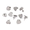 Non-Tarnish 304 Stainless Steel Stud Earring Findings, with Ear Nuts, Textured Heart, Stainless Steel Color, 12x13mm, Hole: 1.5mm, Pin: 0.7mm