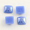 Pearlized Plated Opaque Glass Cabochons, Square, Cornflower Blue, 6x6x3mm