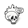 Skull with Fire Halloween Enamel Pin JEWB-G014-E06-1