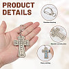 36Pcs 12 Styles Unfinished Wood Cross Keychain DIY-GL0006-34-4
