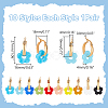 10 Pairs 10 Colors Handmade Lampwork with 304 Stainless Steel Hoop Earrings EJEW-WR00001-2