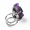 Natural Amethyst Nuggets Cuff Ring RJEW-G271-01P-02-4