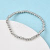 Brass Round Beaded Stretch Bracelets for Men Women BJEW-B148-05B-P-2