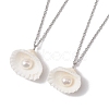 Natural Clam Shell & Imitation Pearl Pendant Necklaces NJEW-JN05006-1