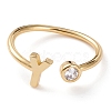Brass Micro Pave Clear Cubic Zirconia Cuff Rings RJEW-J074-01G-Y-1
