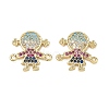 Brass Micro Pave Colorful Cubic Zirconia Connector Charms for Jewelry Making CU-CBAAA59-01G-06-1