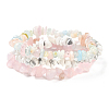 Chips Natural Rose Quartz & Morganite & Howlite Beaded Stretch Bracelets Sets BJEW-JB05332-04-2