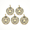 Brass Micro Pave Clear Cubic Zirconia with Enamel Pendants KK-R162-073A-G-1