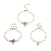 Gemstone Chips & Pearl Beaded Bracelet BJEW-JB08236-1