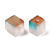 Frosted Glass Beads with Golden Glitter Powder DGLA-NH001-6mm-01F-2