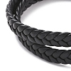 Black Microfiber Braided Cord Double-strand Bracelet with 304 Stainless Steel Magnetic Clasps BJEW-P275-24P-2