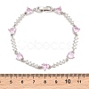 Brass Pave Cubic Zirconia Heart Link Chain Bracelets for Women KK-CBA68DA-10P-02-5