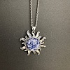 Natural Blue Spot Jasper Sun Pendant Alloy Chain Vintage Necklaces WB3716-18-1
