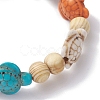 Beach Turtle Dyed Synthetic Turquoise Stretch Bracelets BJEW-JB10296-02-4